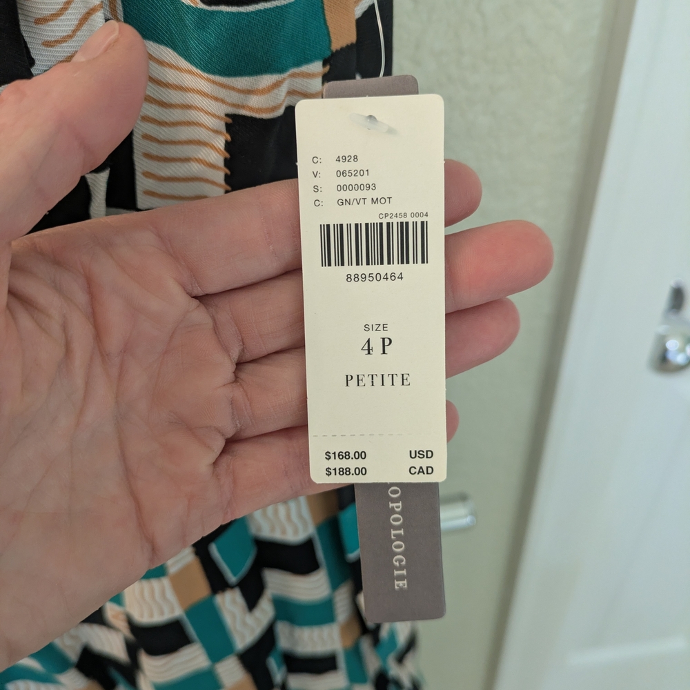 NWT - Anthropologie Asymmetrical Dress in Teal and Black - Picture 4 of 11
